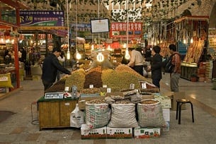 A bazaar in the Xinjiang capital Urumqi